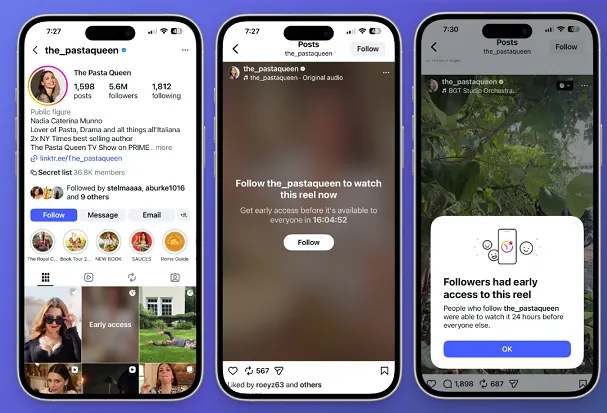 Instagram Tests Early Access Reels to Help Drive Audience Growth