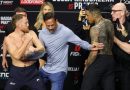 Carlos Prates held back as he tries to get at Jack Della Maddalena in heated face off: ‘Why you scared?’